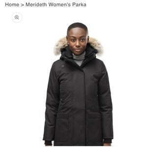 NOBIS Merideth Black Women's Parka with (no-Fur) size Medium M